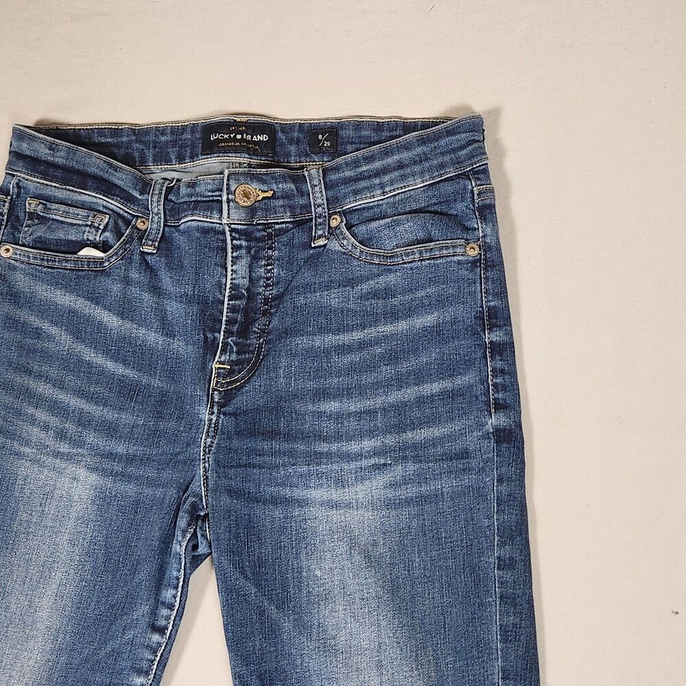 Lucky Brand Ava Crop Jeans Womens 8/29 Blue Skinny Raw Hem Stretch Denim - Picture 3 of 15